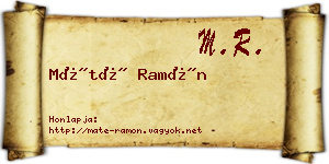 Máté Ramón névjegykártya